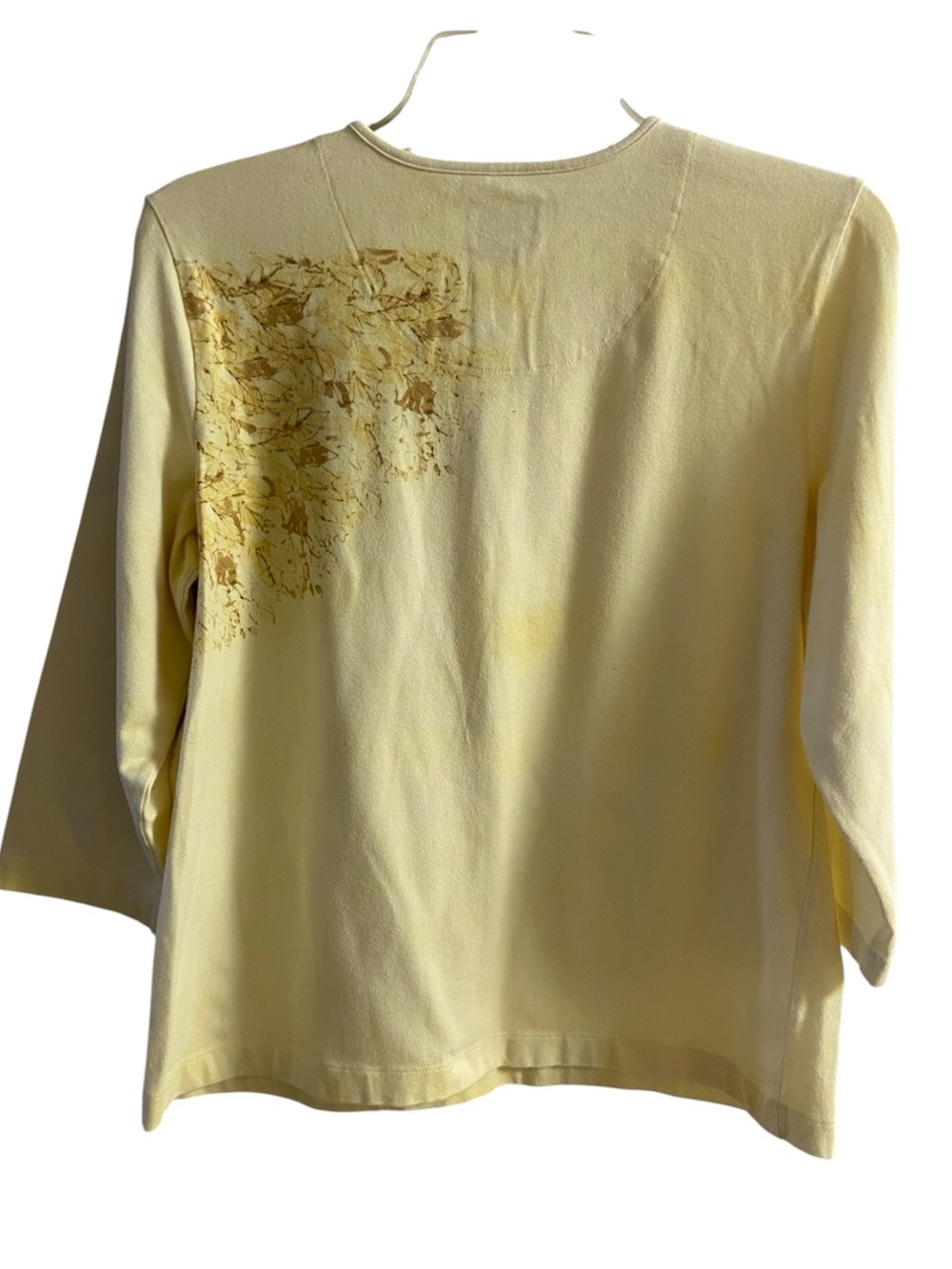 Chico's Vintage Sequin Owl Tee Butter Yellow Large - Picture 2 of 5